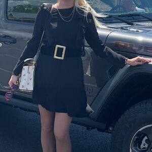 Denny Rose Elegant Black Ruffle Dress